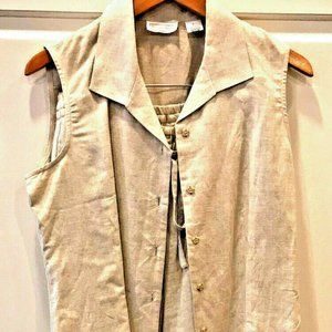 Christian Trapani Khaki Linen Pant + Top 2 pc Set Outfit Slimming Outfit Size L